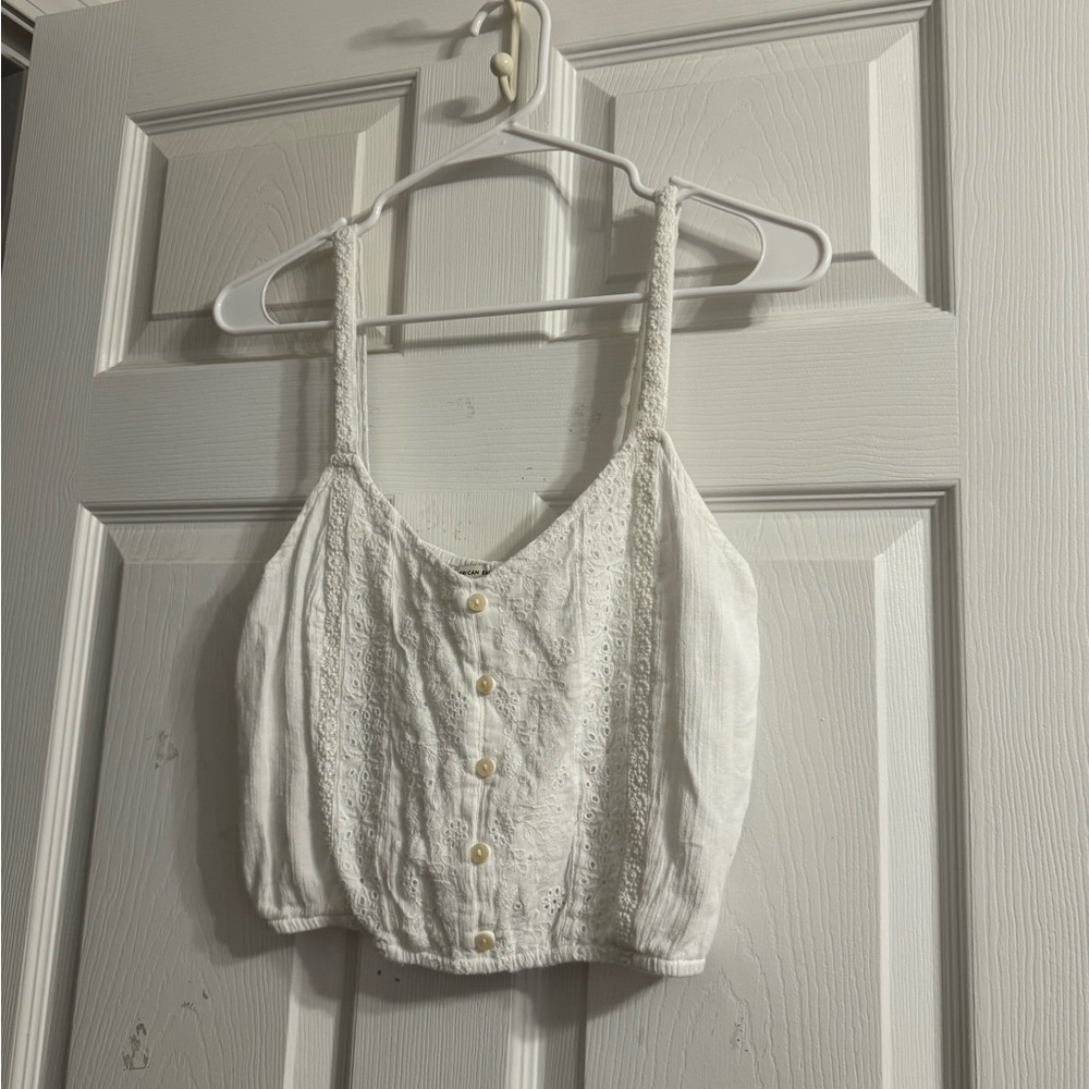 White American Eagle Crop Top